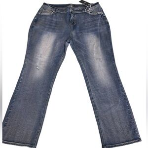 Women’s Flamingals Blue Distressed Wide leg jeans 4xl